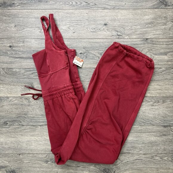 Free People Pants - Free People Movement Sz Large Womens Crimson Red Inbound Romper Jumpsuit